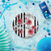 水彩バラ ペーパープレート (パーティー)