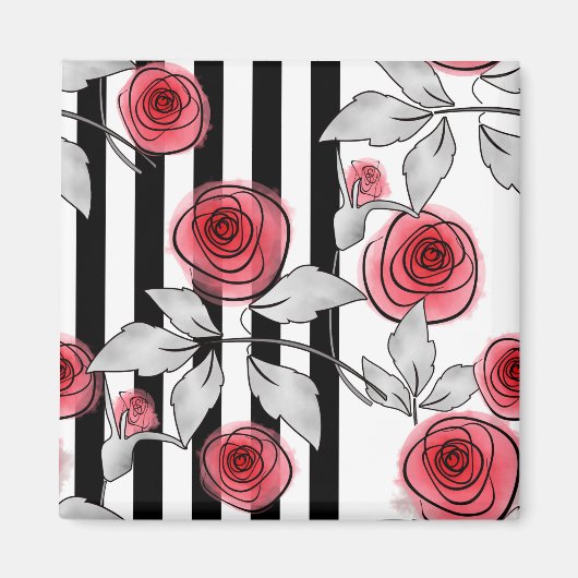 水彩バラ マグネット (正面)