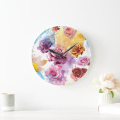水彩バラ ラージ壁時計 (ホーム)