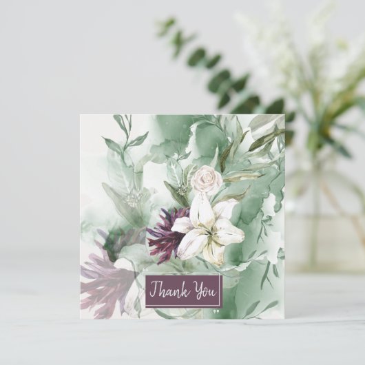 水彩バラ、リリー、マグノリア カード (スタンド正面)