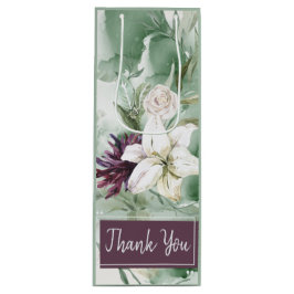 水彩バラ、リリー、マグノリア ワインギフトバッグ