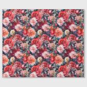水彩バラ（濃色） ラッピングペーパー (フラット)