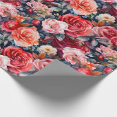 水彩バラ（濃色） ラッピングペーパー (角)
