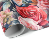 水彩バラ（濃色） ラッピングペーパー (ロールコーナー)