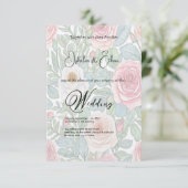 水彩バラ、結婚式招待状 招待状 (スタンド正面)