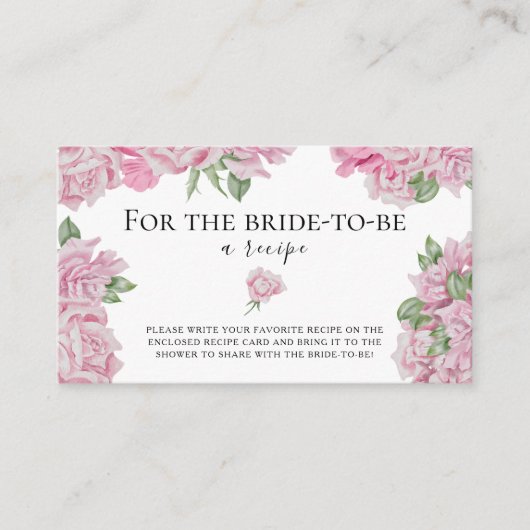 水彩バラ – 花嫁のためのレシピ エンクロージャーカード (正面)
