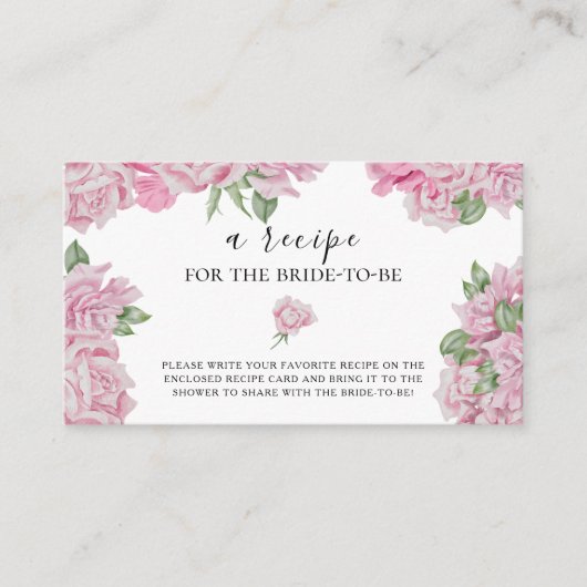 水彩バラ – 花嫁のためのレシピ エンクロージャーカード (正面)