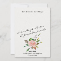 水彩バラ&葉フローラ結婚ズ