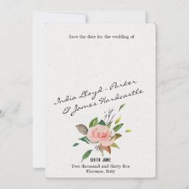 水彩バラ&葉フローラ結婚ズ セーブザデート