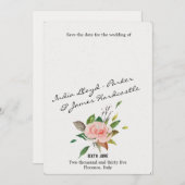 水彩バラ&葉フローラ結婚ズ セーブザデート (正面/裏面)