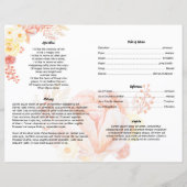 水彩バラ |葬儀プログラムテンプレート (裏面)