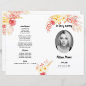 水彩バラ |葬儀プログラムテンプレート (正面/裏面)