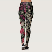 水彩バラ、黒い背景、水色 レギンス (裏面)