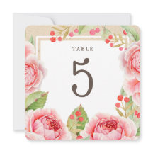 水彩バラ | Kraft紙パーティーテーブル番号