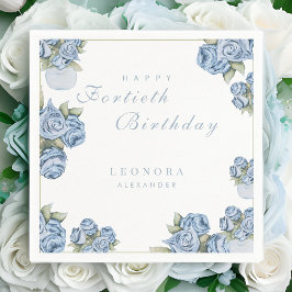 水彩バラANYマイルストーンフローラ誕生日 スタンダードカクテルナプキン