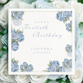 水彩バラANYマイルストーンフローラ誕生日 スタンダードカクテルナプキン