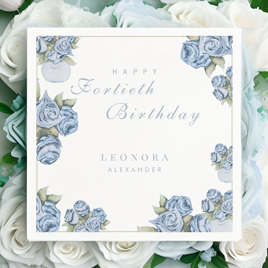 水彩バラANYマイルストーンフローラ誕生日 スタンダードカクテルナプキン