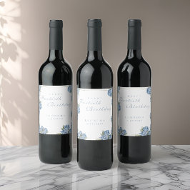 水彩バラANYマイルストーンフローラ誕生日 ワインラベル