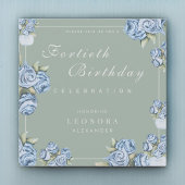 水彩バラANYマイルストーンフローラ誕生日 招待状