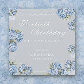 水彩バラANYマイルストーンフローラ誕生日 招待状