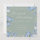 水彩バラANYマイルストーンフローラ誕生日 招待状 (正面)