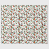 水彩バルフィンチパインコーンクリスマスホリデー ラッピングペーパー (フラット)