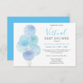 水彩バルーンバーチャルベビーシャワー招待状 招待状 (正面/裏面)