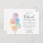 水彩バルーン仮想ベビーシャワー招待状 招待状 (正面/裏面)
