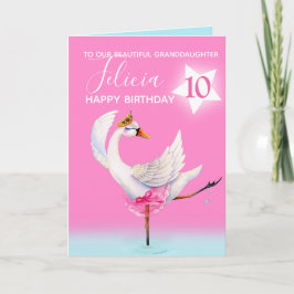 水彩バレエスワンの孫娘10歳の誕生日 カード