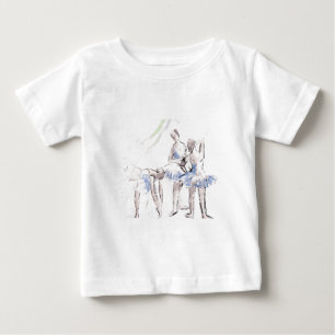 水彩バレエダンシングバレリーナ ベビーTシャツ