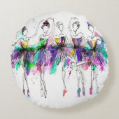 水彩バレリーナ:ブライトダンスイラストレーション ラウンドクッション (裏面)