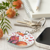 水彩バレンタインキツネカード キーホルダー (正面右)