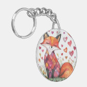 水彩バレンタインキツネカード キーホルダー (正面左)
