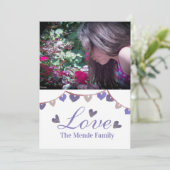 水彩バレンタインデーのバナー ハートの写真カード カード (スタンド正面)