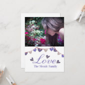 水彩バレンタインデーのバナー ハートの写真カード カード (正面/裏面インサイチュ)