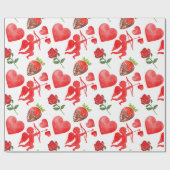 水彩バレンタインデーの模様 ラッピングペーパー (フラット)
