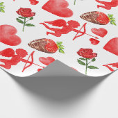 水彩バレンタインデーの模様 ラッピングペーパー (角)