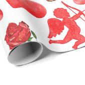 水彩バレンタインデーの模様 ラッピングペーパー (ロールコーナー)