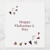 水彩バレンタインデーハート ワインラベル (シングルラベル)