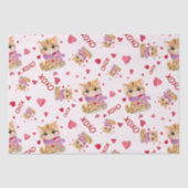 水彩バレンタインデー子猫XOXOパターン 薄葉紙 (正面)