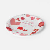 水彩バレンタインハート最初の誕生日パーティー ペーパープレート (アングル)