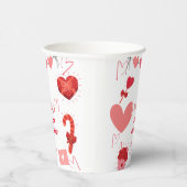 水彩バレンタインハート最初の誕生日パーティー 紙コップ (右)