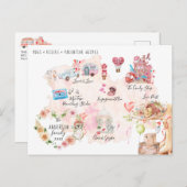 水彩バレンタインビレッジマップ | 図解入りの、写真付きの ポストカード (正面/裏面)