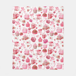 水彩バレンタインピンク甘いシームレスパターン フリースブランケット
