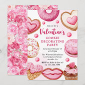 水彩バレンタイン・クッキー・デコレーション・パーティー 招待状 (正面/裏面)