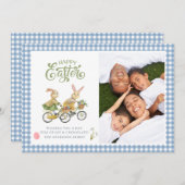 水彩バンニ、かわいい家族の写真イースターカード 招待状 (正面/裏面)