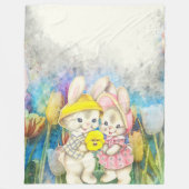 水彩バンニ フリースブランケット (正面)