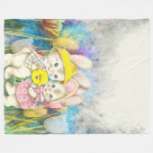 水彩バンニ フリースブランケット (正面(横))