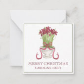 水彩バーガンディアマリリスのクリスマスプレゼント ノートカード (正面)