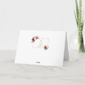 水彩バーガンディサフラン花金ゴールドバプテスマ サンキューカード (裏面)